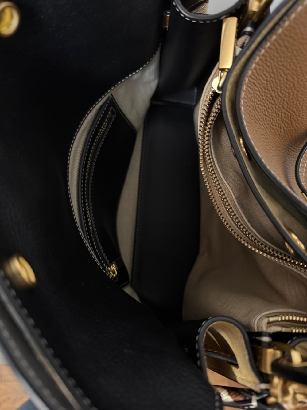 Tory Burch Lee Radziwill Leather and Suede Double bag - Picture 8 of 12